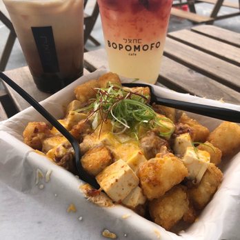 Bopomofo Cafe - Mapo tofu tots, Assam milk tea, strawberry basil ginger lemonade - Bubble Tea Near Me - San Gabriel, California