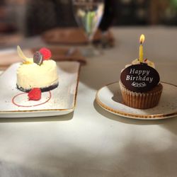 Cheesecake and birthday cupcake
