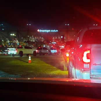 Snapdragon Stadium - This is what having no idea what you are doing looks like. Parking sucks, on a dirt lot, costs $35, and it took us over one hour to get out. - Stadiums & Arenas Near Me - San Diego, California Snapdragon Stadium - This is what having no idea what you are doing looks like. Parking sucks, on a dirt lot, costs $35, and it took us over one hour to get out. - Stadiums & Arenas Near Me - San Diego, California