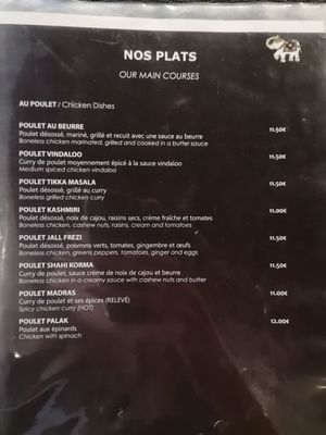 Menu photo 4 Le Palais de Kashmir Angers, 49 Menu photo 4 Le Palais de Kashmir Angers, 49