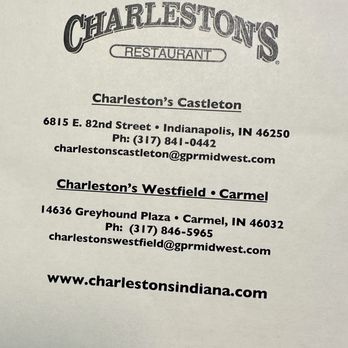 Charleston's - Indiana locations by Clay Terrace and between the Community Health North campus and Castleton Square Mall. - American Near Me - Indianapolis, Indiana
