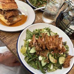 Fried Chicken Salad. Famous Biscuits, fried chicken and hot honey sauce. Fried Chicken Salad. Famous Biscuits, fried chicken and hot honey sauce.