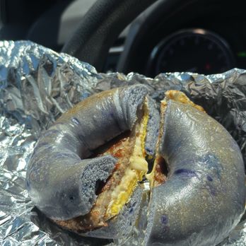 Bloomin' Bagels - Sausage egg and cheese on a blueberry bagel - Bagels Near Me - Bloomsburg, Pennsylvania Bloomin' Bagels - Sausage egg and cheese on a blueberry bagel - Bagels Near Me - Bloomsburg, Pennsylvania