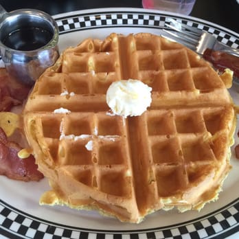 Grump's Cafe - Crofton - Golden waffle with bacon. $6.99 - Breakfast & Brunch Near Me - Gambrills, Maryland