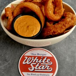 White Star Bar - Onion Rings $9.00 (09/30/26). @WhiteStarBar @HDSID_JC #JerseyCity #Burgers #OnionRings