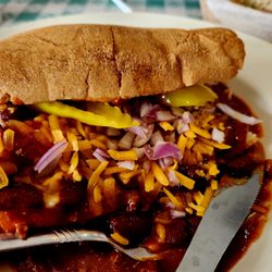 Pickerman's Soup & Sandwhiches - Chili dog special was great.