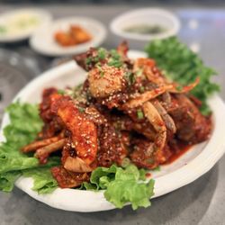 Spicy marinated raw crab