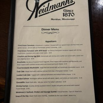 Weidmann's Restaurant - Steakhouses Near Me - Meridian, Mississippi