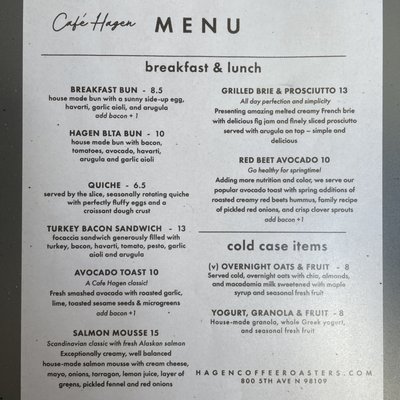 Menu photo 8 Cafe Hagen Seattle, WA