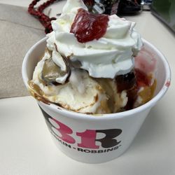 Two 2 Scoop Sundae with Monkey Business and Nutty Coconut.