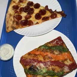 Zio trio pie and a pepperoni slice Zio trio pie and a pepperoni slice