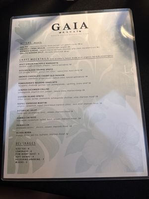 Menu photo 1 Gaia Hanalei, HI Menu photo 1 Gaia Hanalei, HI
