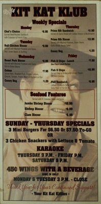 Menu photo 1 Kit Kat Klub Macomb, MI