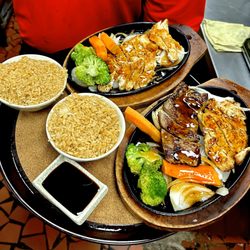 Fuji Japan - Chicken and Steak Teriyaki Combination, and Chicken Teriyaki (both dinners)
served with soup and salad.