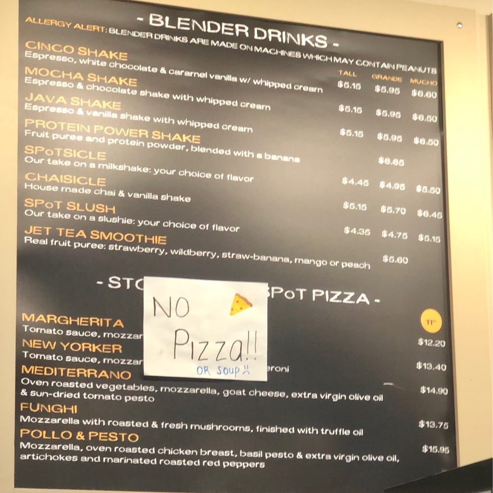 SPoT Coffee Snyder - Food menu. - Coffee & Tea Near Me - Buffalo, New York SPoT Coffee Snyder - Food menu. - Coffee & Tea Near Me - Buffalo, New York