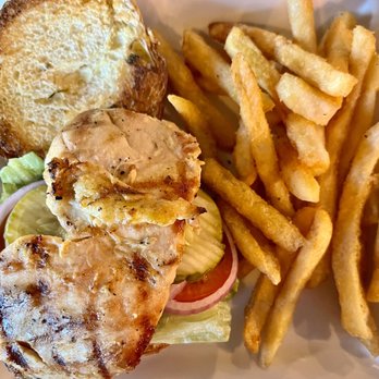 Woodson's Local Tap + Kitchen - Grilled chicken sandwich/fries (the chicken is twice the size of the sandwich!) - Comfort Food Near Me - Conroe, Texas