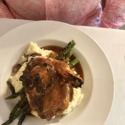 Chicken Saltimbocca, mashed potatoes & asparagus. Chicken Saltimbocca, mashed potatoes & asparagus.