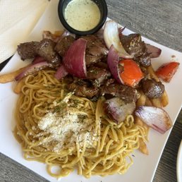 Lomo Saltado Shaken Fries and Garlic Noodle Lomo Saltado Shaken Fries and Garlic Noodle