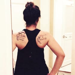 Wasteland Tattoos - - 1st one on my left shoulder: quote and birds. - 2nd on my right shoulder: puzzle pieces (more have recently been added) and a quote.