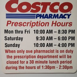 Costco Pharmacy - Pharmacy hours (as of Nov. 2022)