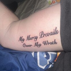 Beyond Ink Tattoo & Body Piercing - TWD quote "My Mercy Prevails Over My Wrath"