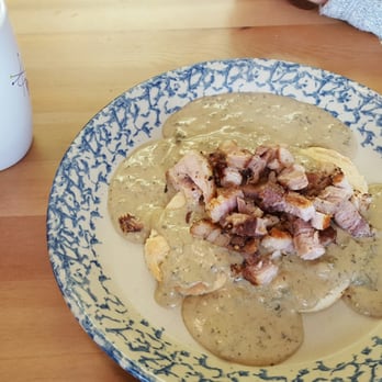 Love Handle - Biscuits and gravy plus smoked pork belly  PS my wife swears this is the best cup of coffee she's ever had - Delis Near Me - Indianapolis, Indiana