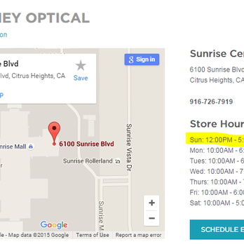 JCPenney Optical - Not open Sundays or at least not on the sunday I went 9-27-15 at around 4pm**.  What a flop. - Eyewear & Opticians Near Me - Citrus Heights, California
