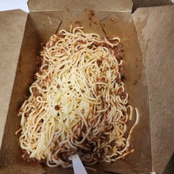 Franky's - After stirring in a side pint of meat sauce, still so dry