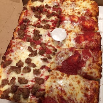 Jet's Pizza - Large. 1/2 sausage, 1/2 cheese, extra sauce - Pizza Near Me - Shelby Township, Michigan