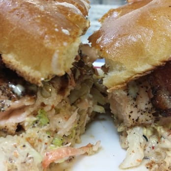 Funkadelic Food Shack - Grilled salmon burger with bacon instead of avocado... mmmm mmmm good.. messy but worth the knife and fork! !! - Burgers Near Me - Saint Augustine, Florida