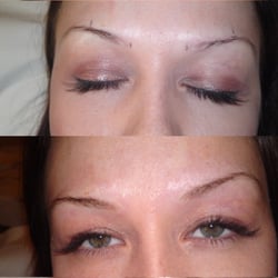 Designer Permanent Make Up - Client was missing lashes on the inner area of eyebrow, hairstroke design was used.