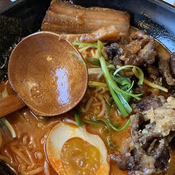 Marumen - Spicy miso with mushrooms. Not recommend the mushrooms after I have tried it. - Ramen Near Me - Fairfax, Virginia