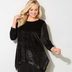 Avenue Plus - Love this metallic velvet shark bite top at the Avenue. Perfect for holiday parties!