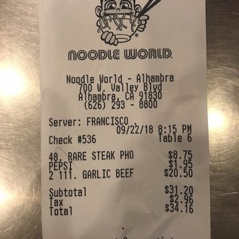 Noodle World - RUDE SERVER!!! - Chinese Near Me - Alhambra, California Noodle World - RUDE SERVER!!! - Chinese Near Me - Alhambra, California