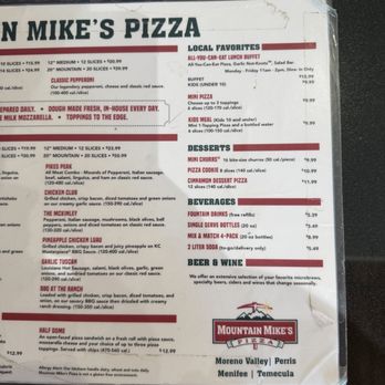 Mountain Mike's Pizza - Menu - Pizza Near Me - Moreno Valley, California