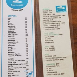 Escondite - Menu
