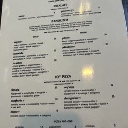 Lunch menu