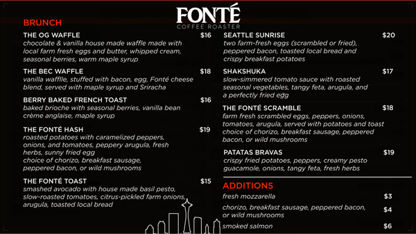 Menu photo 3 Fonté Café - Seattle Seattle, WA