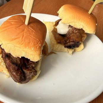 Dougherty's Steakhouse & Raw Bar - KOBE sliders with melted onion, pickle, cheddar cheese. Ok but a little dry. - Steakhouses Near Me - Atlantic City, New Jersey Dougherty's Steakhouse & Raw Bar - KOBE sliders with melted onion, pickle, cheddar cheese. Ok but a little dry. - Steakhouses Near Me - Atlantic City, New Jersey