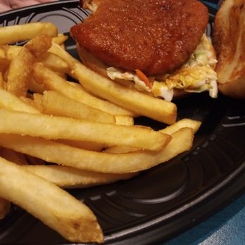 CMX Cinemas - Buffalo chicken sandwich. Was told they bread them and hand make them. Pretty sure its frozen. - Cinema Near Me - Daytona Beach, Florida