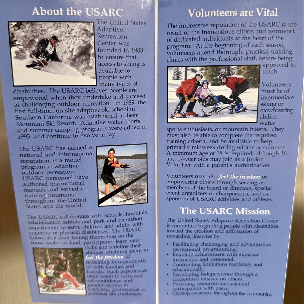 US Adaptive Recreation Center - USARC brochure - Amateur Sports Teams Near Me - Big Bear Lake, California US Adaptive Recreation Center - USARC brochure - Amateur Sports Teams Near Me - Big Bear Lake, California