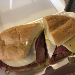 Pastrami sandwich with provolone cheese on French roll :) Pastrami sandwich with provolone cheese on French roll :)