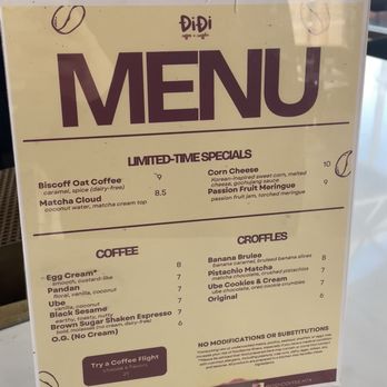 Di Di Coffee - menu - Cafes Near Me - Houston, Texas Di Di Coffee - menu - Cafes Near Me - Houston, Texas
