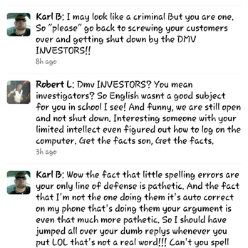 Speedy Car Loans - This is Robert "the owner" messaging me on yelp a month after I wrote a bad review. - Auto Loan Providers Near Me - Las Vegas, Nevada