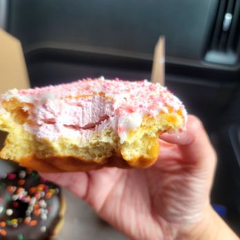 Voodoo Doughnut - Strawberry cheesecake donut delicious and fluffy - Donuts Near Me - Portland, Oregon Voodoo Doughnut - Strawberry cheesecake donut delicious and fluffy - Donuts Near Me - Portland, Oregon