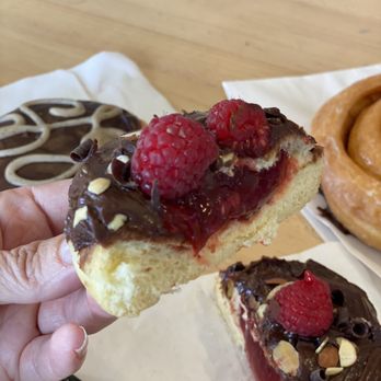 SloDoCo Donuts - Raspberry almond chocolate donut - Donuts Near Me - San Luis Obispo, California SloDoCo Donuts - Raspberry almond chocolate donut - Donuts Near Me - San Luis Obispo, California