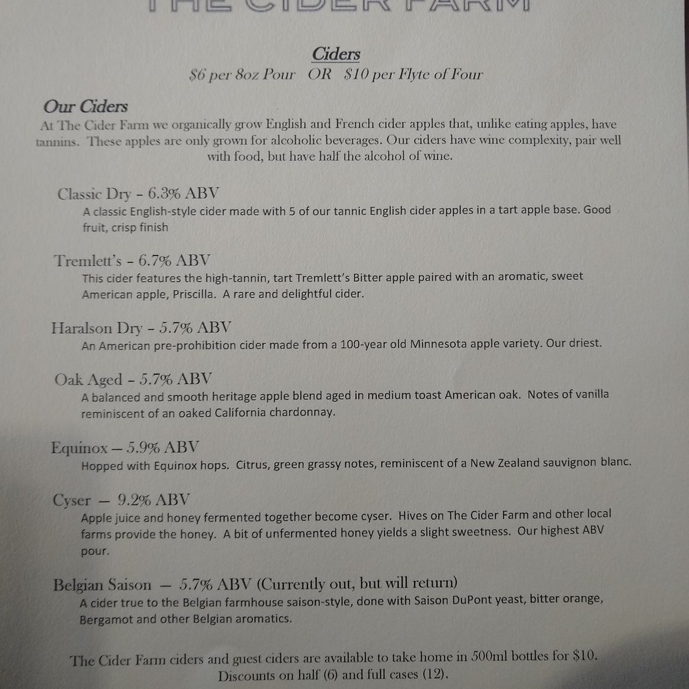 The Cider Farm - Menu - Cideries Near Me - Madison, Wisconsin The Cider Farm - Menu - Cideries Near Me - Madison, Wisconsin