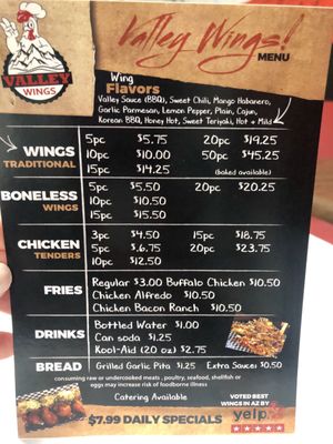 Menu photo 5 Valley Wings Phoenix, AZ