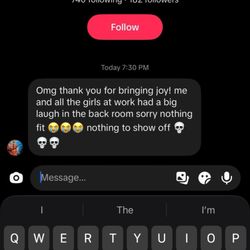 Fashion Q - Text message received from ex's sister claiming to be an employee aswell, although hadn't seen actually seen her in the establishment.