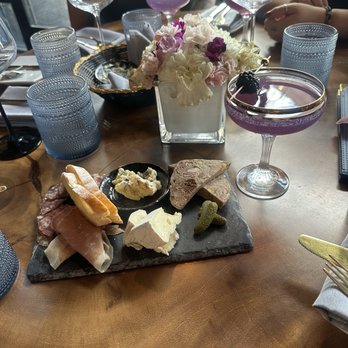 Frenchy's Hideout - Charcuterie board and lavender martini - French Near Me - San Diego, California Frenchy's Hideout - Charcuterie board and lavender martini - French Near Me - San Diego, California